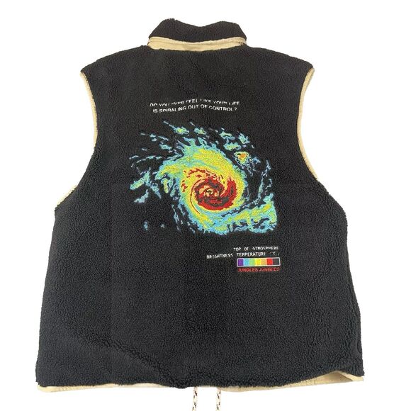 Jungles Jungles Spiraling Sherpa Vest Reversible Mens Size XL Embroidered